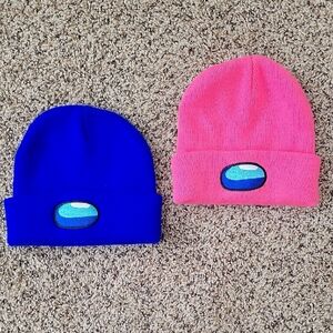 Kids Among Us Character Blue and Pink Beanie Set